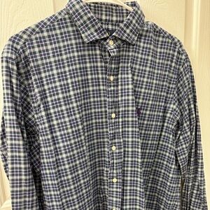 POLO RL Men’s LngSlv button down cotton shirt w/blues,greens.Large.ClassicFit